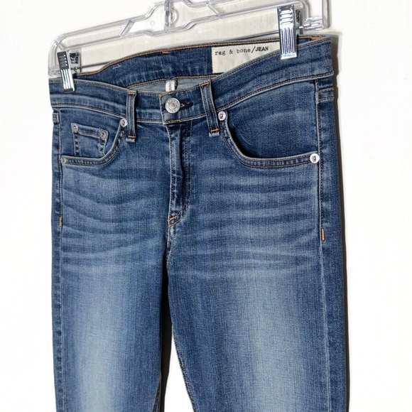 SOLD-Rag & Bone High Rise Vintage Wash Distressed Full Length Ankle Skinny Jeans - Picture 5 of 12
